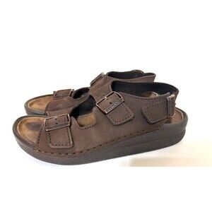 BIRKENSTOCK TATAMI NEBRASKA SANDALS US 9 BROWN NUBUCK STRAP BACK BUCKLE SHOES